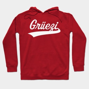 Grüezi Lettering (Greeting In Switzerland / White) Hoodie